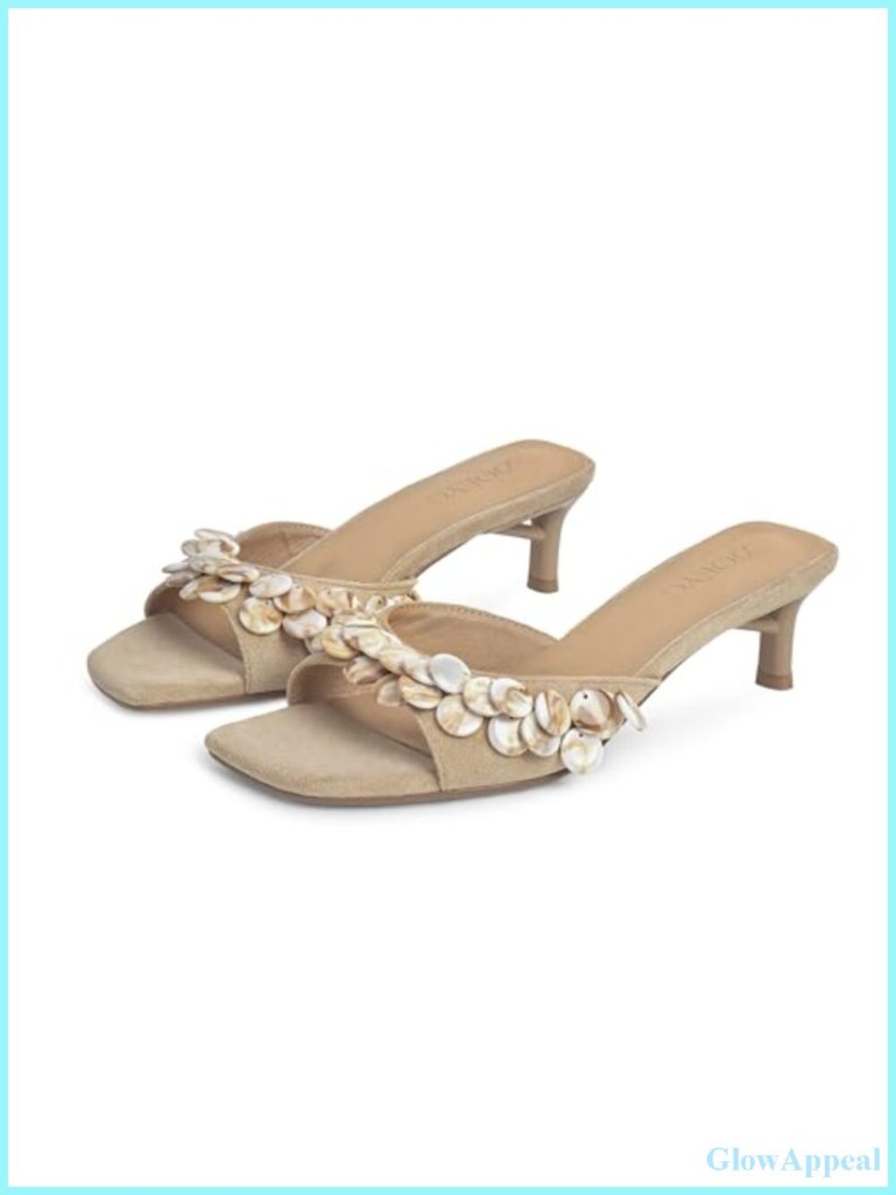 Women Suede Kitten Heels Square Open Toe Slide Sandals